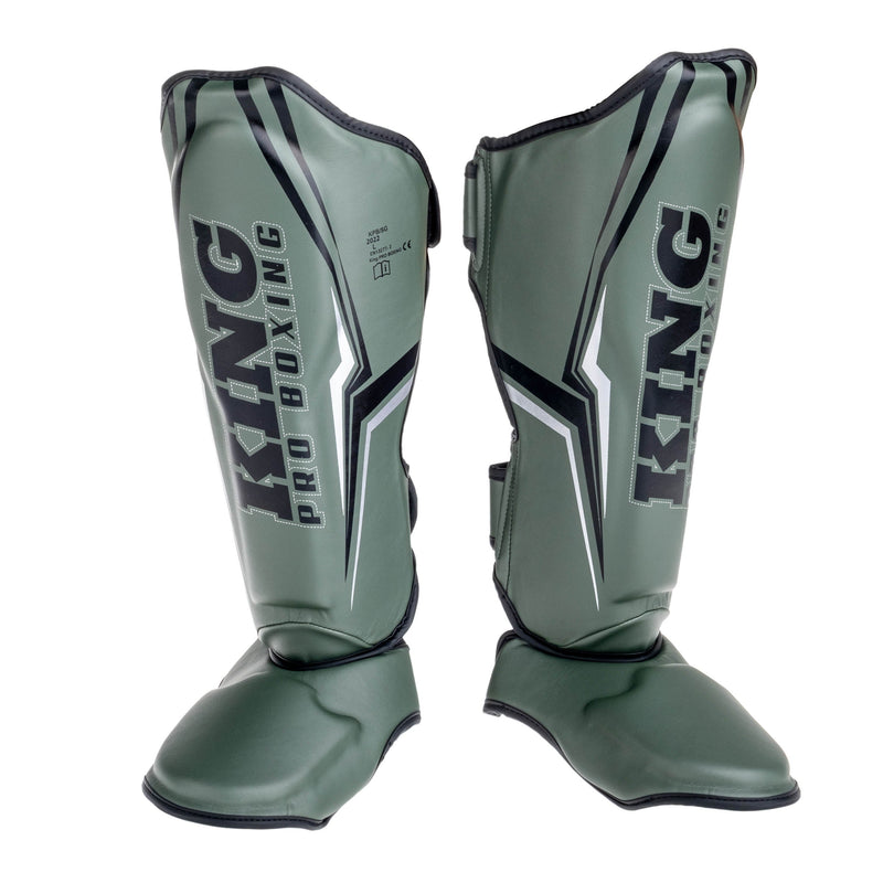 King Pro Boxing Shin Guards THOR - khaki/silver