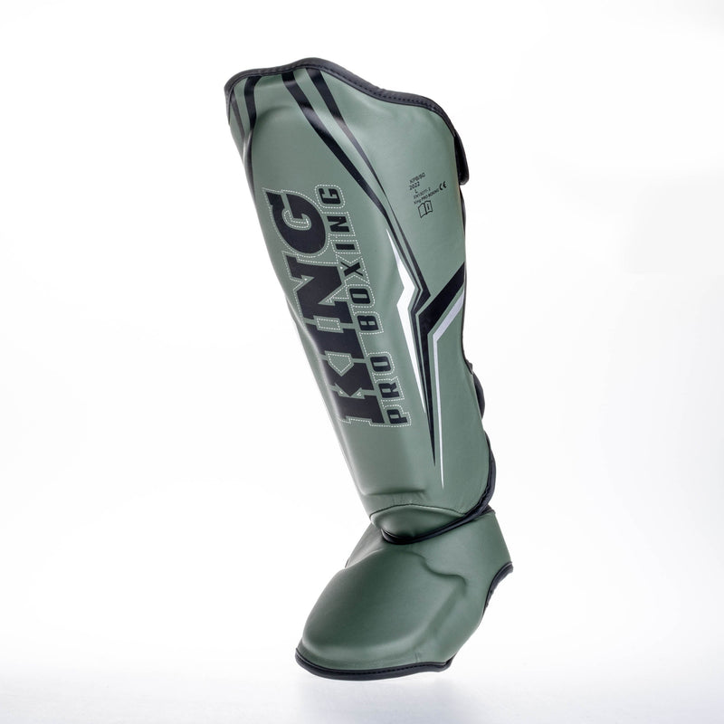 King Pro Boxing Shin Guards THOR - khaki/silver