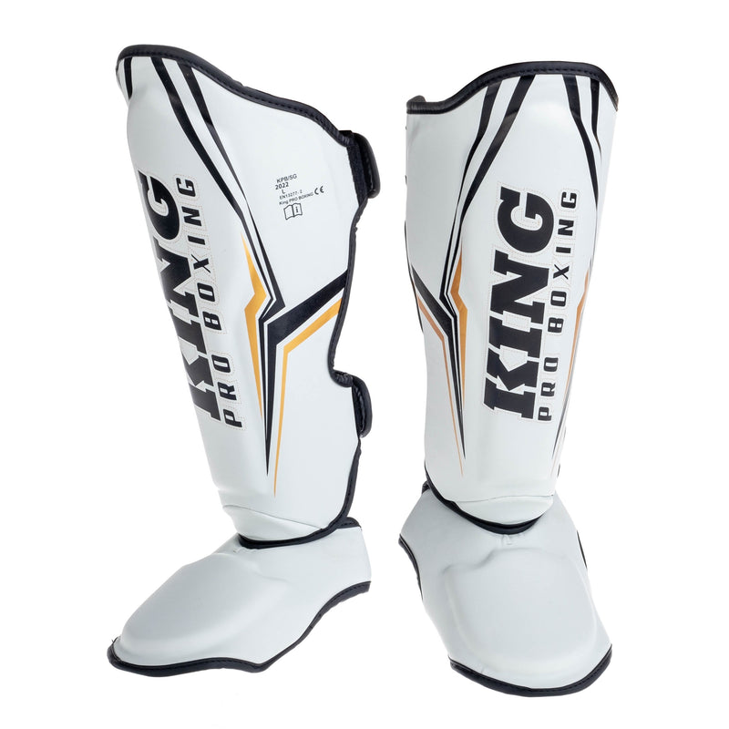 King Pro Boxing Shin Guards THOR - white/gold