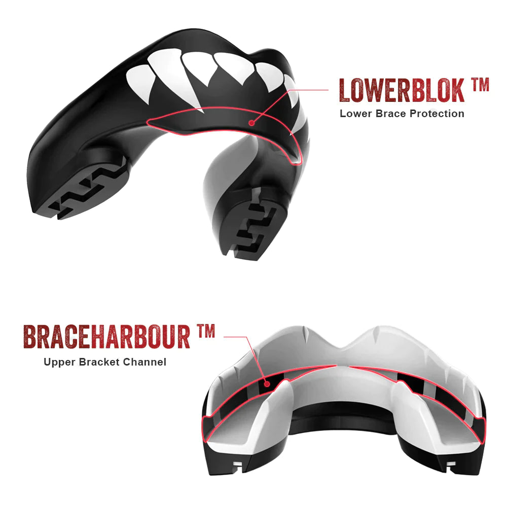 SAFEJAWZ® ORTHO SERIES 'Fangz' Mouthguard for braces - black