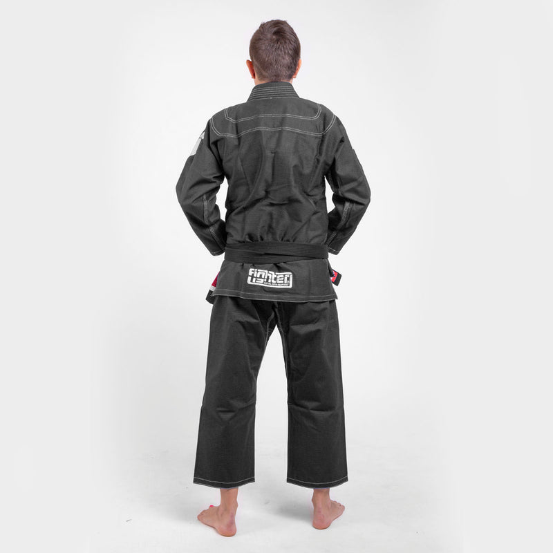 Fighter BJJ Kimono Rice Straw - black, BJJBL-09