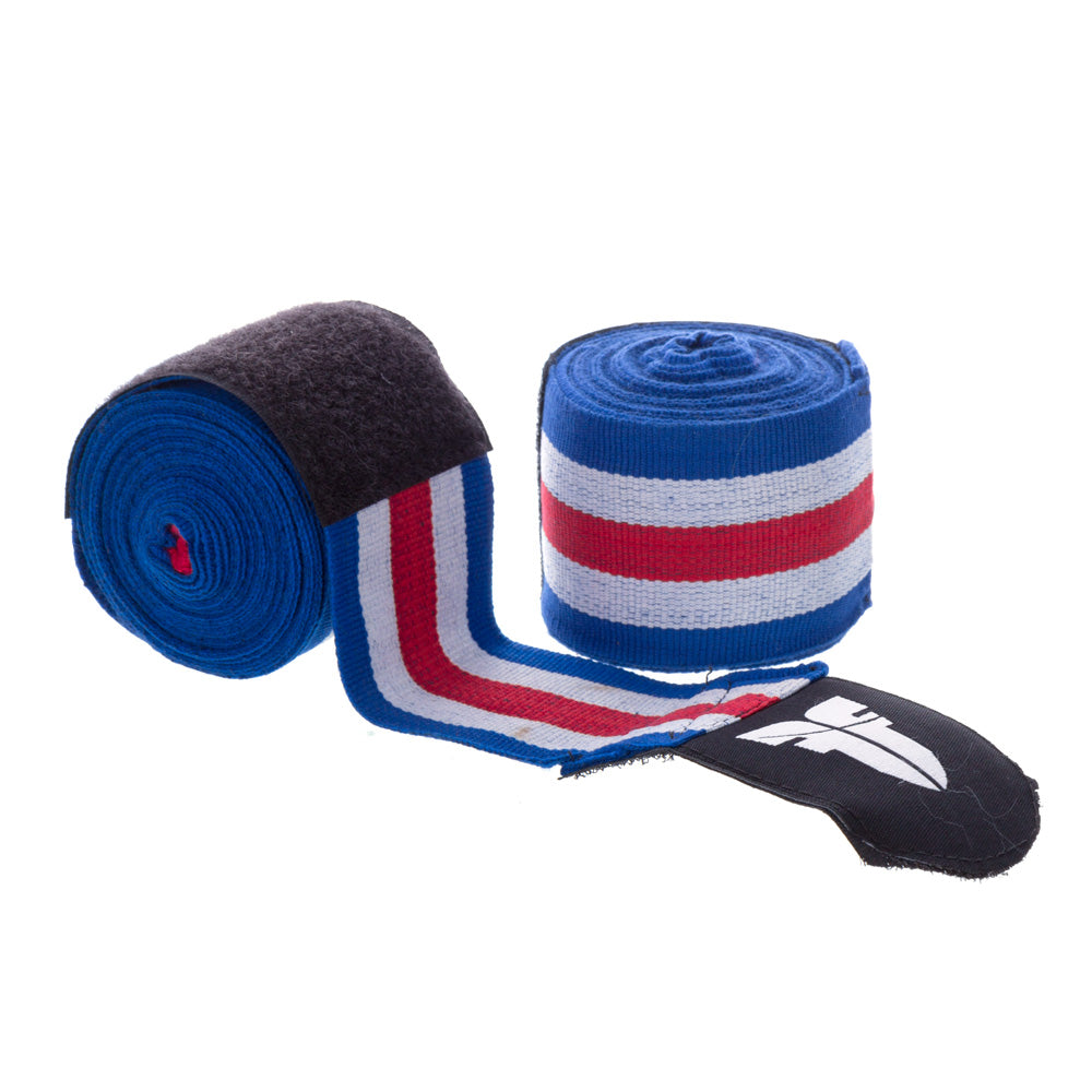 Visaciones a mano de luchador: azul/blanco/rojo, banda F Tri