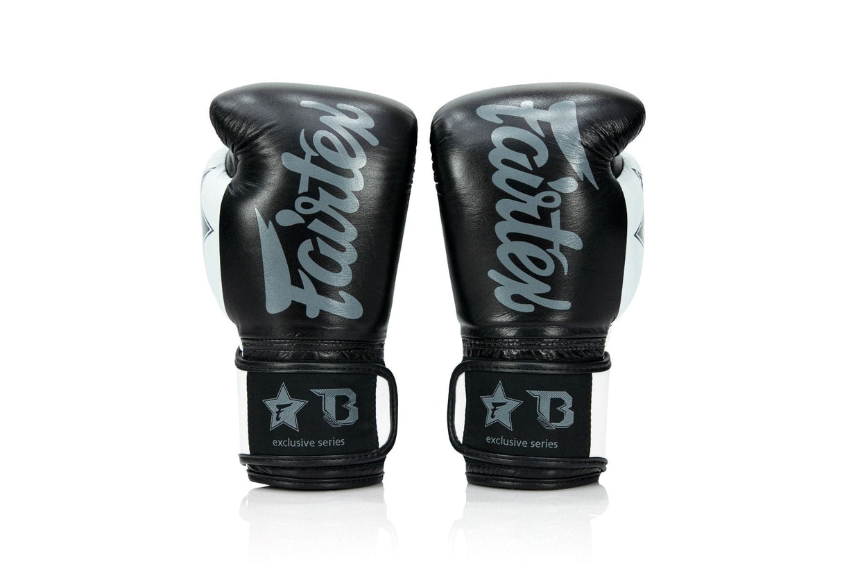 Booster x Fairtex Boxing Gloves FXB V2 - black/white, FXB-BG-V2-BK/WH