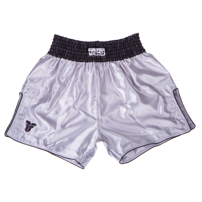 Fighter Thai Trunks Bangkok Plain - silver/black, FP09