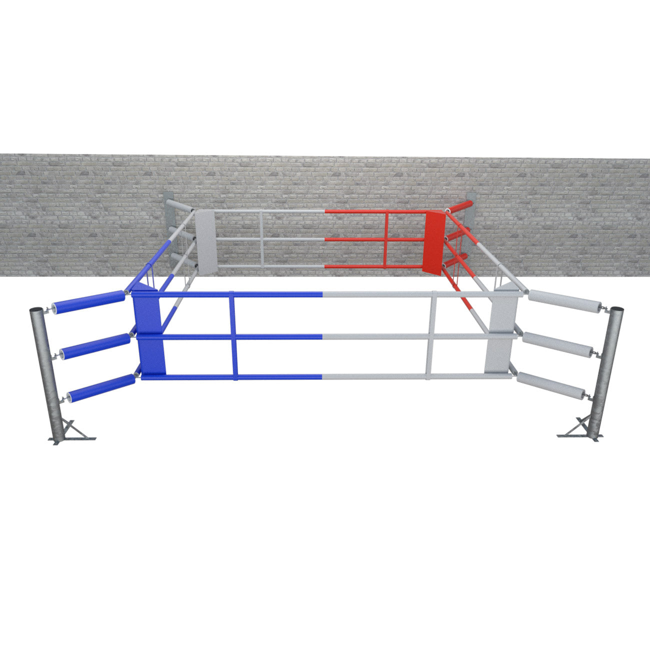 Floor Boxing Ring Fighter Wall II with 3 ropes, BRF-NF2W