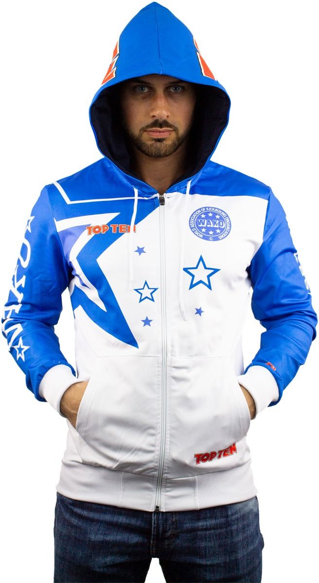 Hoody TOP TEN WAKO - white/blue, 19321-16