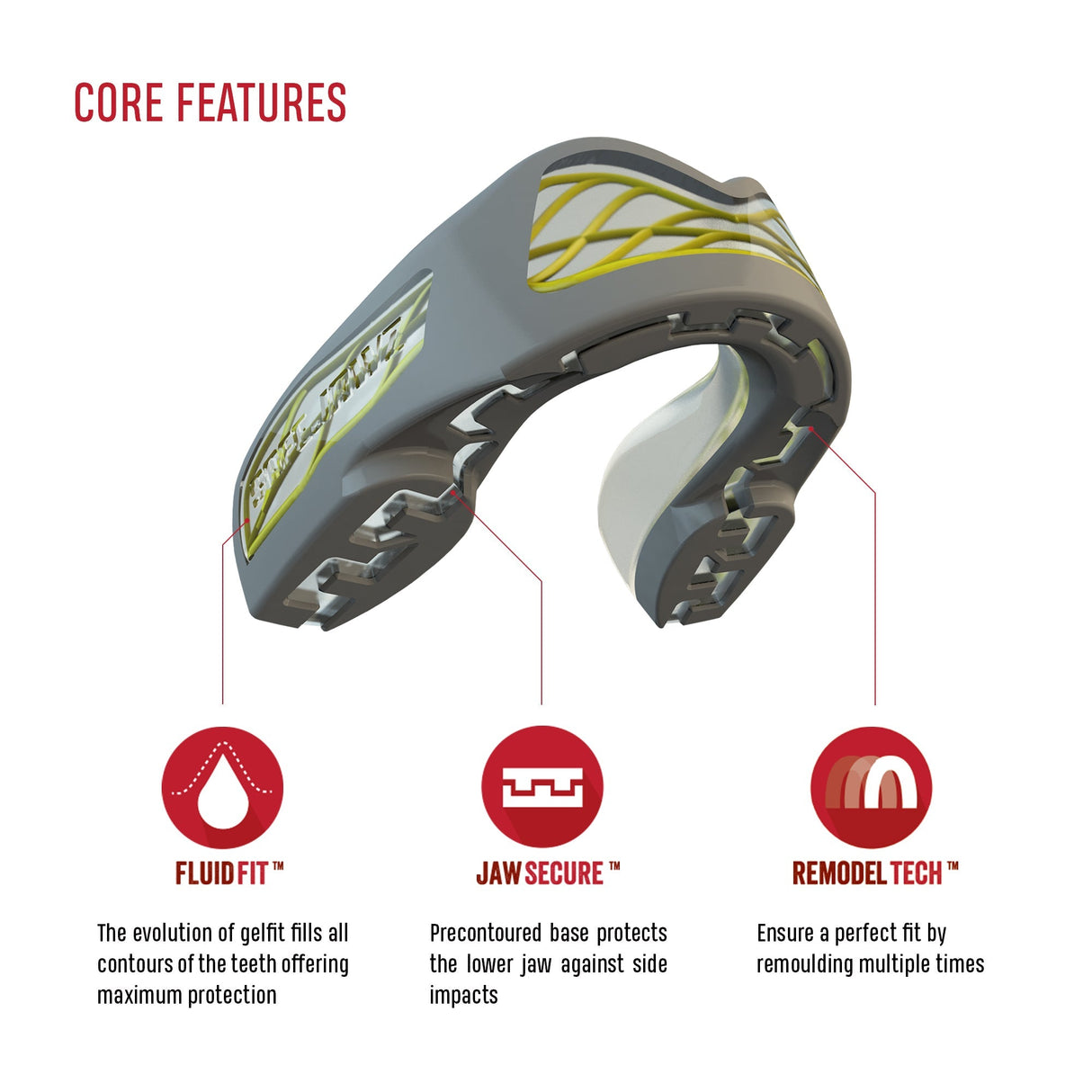 SAFEJAWZ Nitro mouthguard - gray/yellow