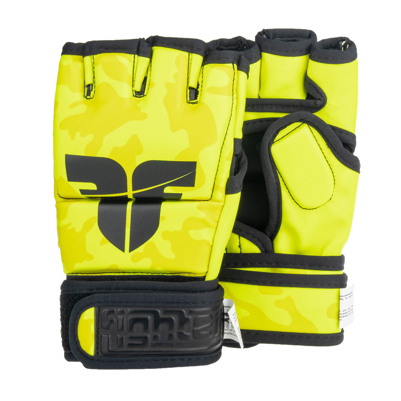Fighter MMA Gloves Competition - neon yellow camo, FMG-002CNY