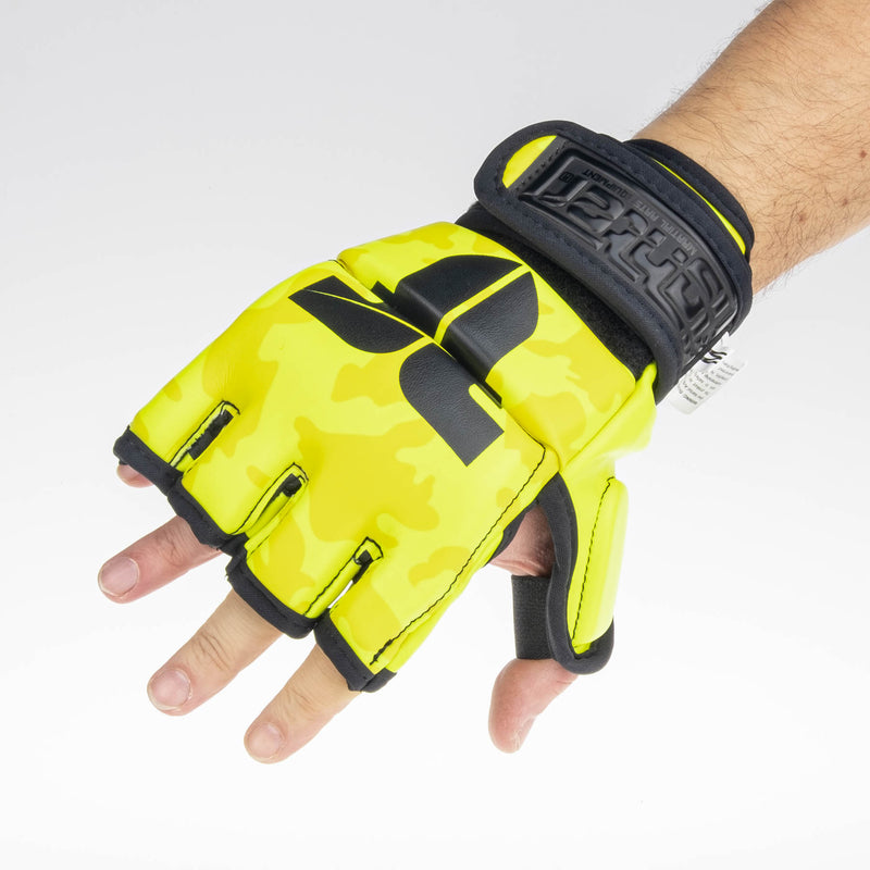 Fighter MMA Gloves Competition - neon yellow camo, FMG-002CNY