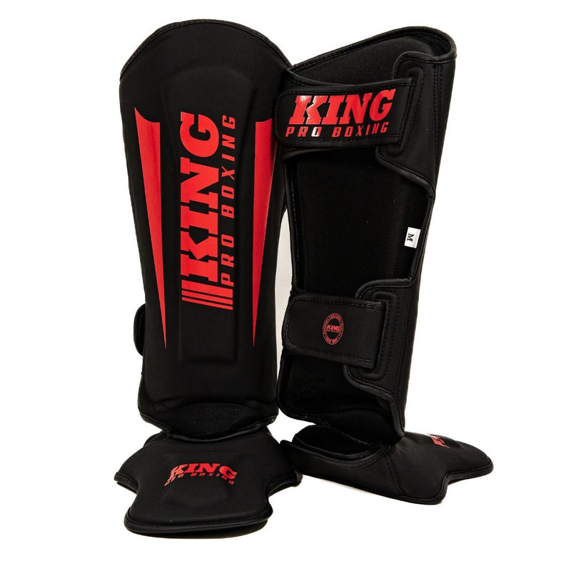 King Pro Boxing Shin Guards Revo 8 - black/red, KPB/SG REVO 8